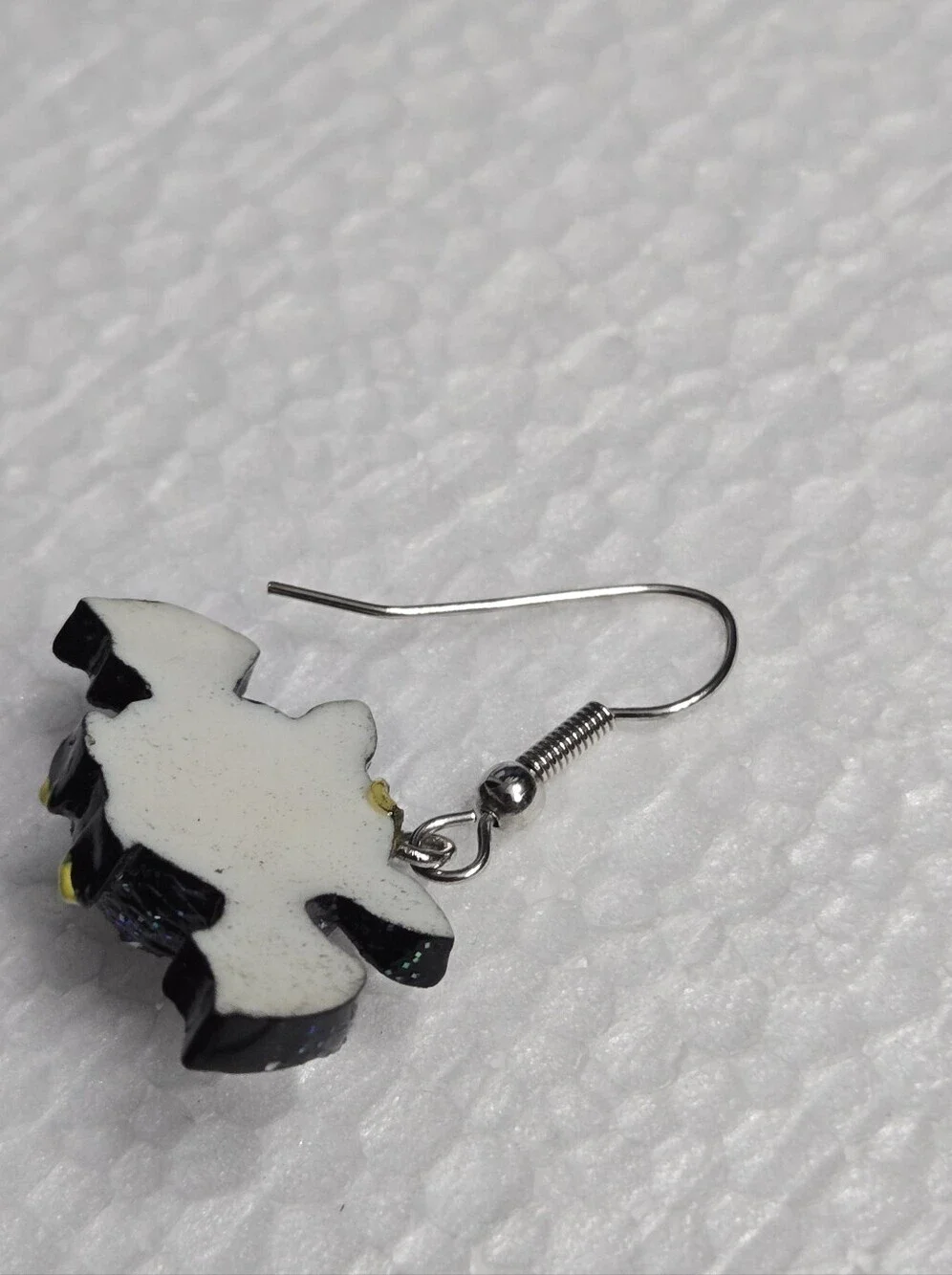 Whimsical Black & Purple Bat Dangle Earrings